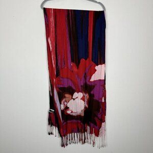 Apt 9 Multi Color Floral Rayon Rectangle Scarf With Fringe NWT